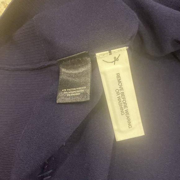 NWOT Ann Taylor Navy Blue Silver Rhinestone Embellishment Sweater Size Large - Picture 6 of 7